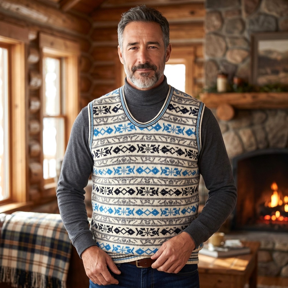 Alps Knitmeister Nordic Fair Isle Sweater Vest M Cabin Ski Lodge Preppy Grandpa
